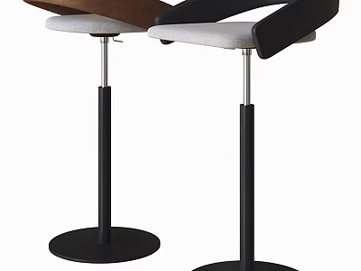 Modern Bar Stools With Black Metal Frames And Comfortable Contrasting Seats 3d model