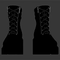 Fashionable Black Leather Boots With Chunky Sole And High Heel Design