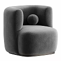 Modern Beige Upholstered Accent Chair with Curved Armrests Round Decorative Ball and Plush Seat Cushion