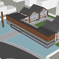 Birds Eye View Planning of Modern Building Complex With Courtyard Green Trees and Road Layout