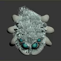 Cute Teal Fluffy Creature With Large Blue Eyes White Legs And Claws