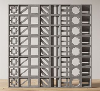 Modern partition cement brick component turn 3d model