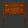 Elegant Red Wooden Entryway Side Cabinet With Drawers And Curved Legs