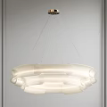 Modern White Circular Chandelier with Soft Fabric Layers and Elegant Hanging Design