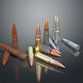 Various Types Of Bullets With Different Calibers And Metallic Casings On Black Surface