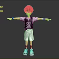 Gray Haired 3D Character With Black White T Shirt White Shorts Wristbands And Outstretched Arms