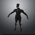 Sleek Black Armored Weapon Model Featuring Intricate Design And Sharp Headpiece