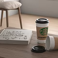 Starbucks Cup With Lid On Wooden Table Near Book And Dice In Indoor Setting