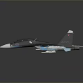 Detailed Military Fighter Jet Model With Black Body White Nose And Cockpit
