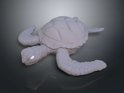 Realistic Gray Turtle Model With Detailed Texture On Smooth Dark Background 3d model