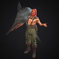 Modern game character shark fisherman 3d model