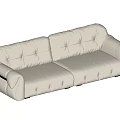 Modern Style Beige Tufted Upholstered Double Sofas With Dark Legs 3d model