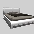 Modern Double Bed With White Frame Headboard And Dark Bedding Design