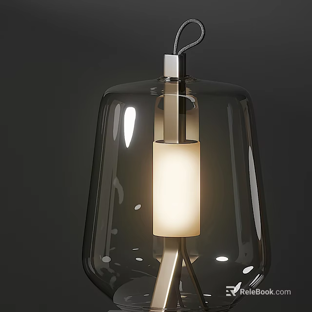 Modern Table Lamp With Clear Glass Shade And Soft Warm Light For Home Decor 3d model 