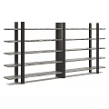 Modern Storage Shelving Unit With Multiple Gray Shelves And Black Frame Design