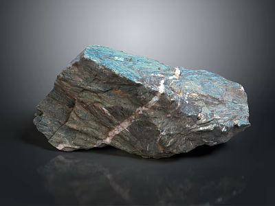 Natural Blue Green Gray Stone Texture On Wooden Surface With Reflective Finish 3d model