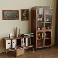 Warm Interior With Wooden Display Cabinet Sideboard Decorative Paintings And Vintage Radio