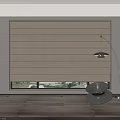 Modern Room Interior With Beige Roman Blinds On Large Window And Wooden Wall