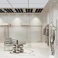 Modern Clothing Store Interior With Fashion Apparel Displays Cashier Counter And Lighting