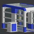 Industrial Gantry Car Wash Machine With Blue White Structure And Glass Panels