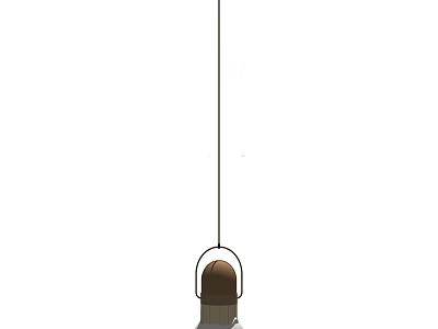 Minimalist Pendant Light With Metal Rod And Curved Brown Shade For Modern Interior 3d model