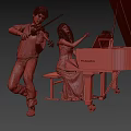 Man Playing Violin And Woman Playing Piano Together