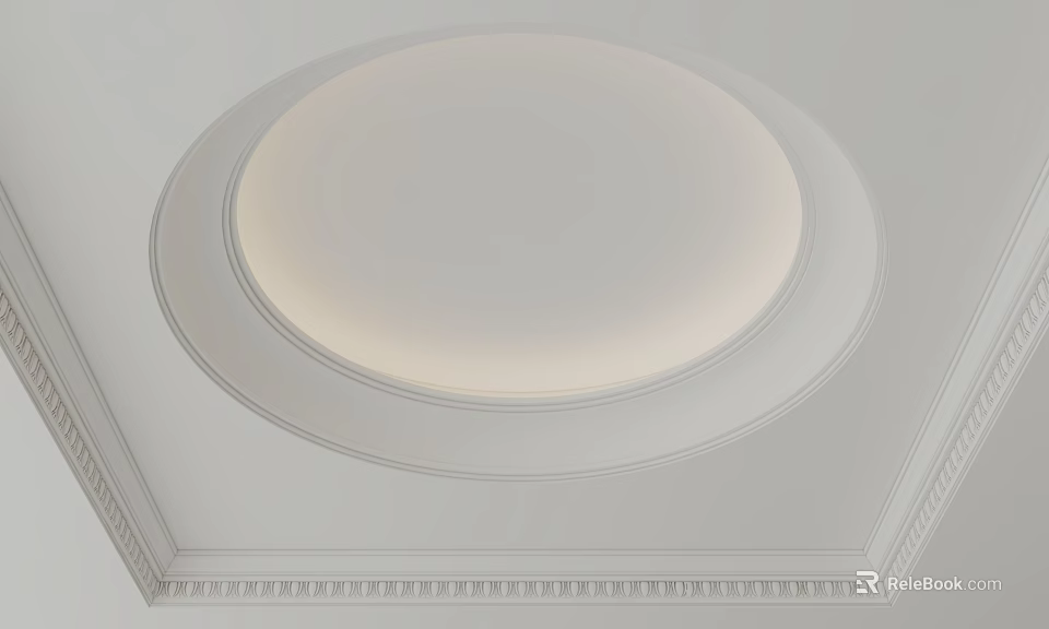 Round Illuminated Ceiling Design With Decorative Border And Ornate Base Details 3d model 