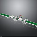 Automated Production Line Equipment With Green Conveyor Belt And Robotic Arm Components