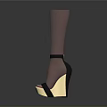 Transparent High Heel Shoes With Gold Heel And Black Strap Design