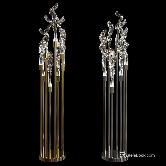 Elegant Light Luxury Floor Lamp With Crystal Decorations And Gold Metal Stand 3d model 