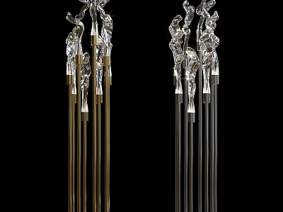 Elegant Light Luxury Floor Lamp With Crystal Decorations And Gold Metal Stand 3d model