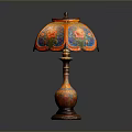 Decorative Table Lamp Combination Featuring Colorful Floral Patterned Lampshade And Artistic Base Design