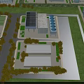 Industrial Plant Aerial View With Multiple Buildings Green Landscape And Surrounding Trees