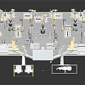 Industrial Automated Equipment With Multiple Robotic Arms Control Panel And Yellow White Components
