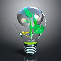 Green Plant Growing Inside Transparent Light Bulb With Fresh Green Leaves And Soil At The Bottom