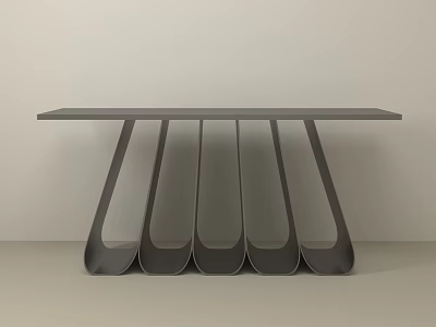 Modern Minimalist Console Table with Sleek Metal Frame and Unique Leg Design in Contemporary Interior 3d model