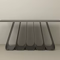 Modern Minimalist Console Table with Sleek Metal Frame and Unique Leg Design in Contemporary Interior