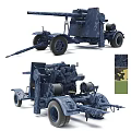 Military Anti Aircraft Weapon Gun With Camouflage Pattern And Trailer Wheels