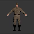 Male Military Character Standing In Uniform With Outstretched Arms On Reflective Floor