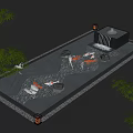 Decorative Water Fountain with Koi Fish Wavy Channels Stones and Bamboo Lighting