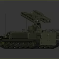 Military Green Modern Armored Tank With Tracked Chassis Missile Launcher And Antennas