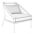 Modern Accent Chair With Black Metal Frame Woven Design And Light Gray Seat Cushion