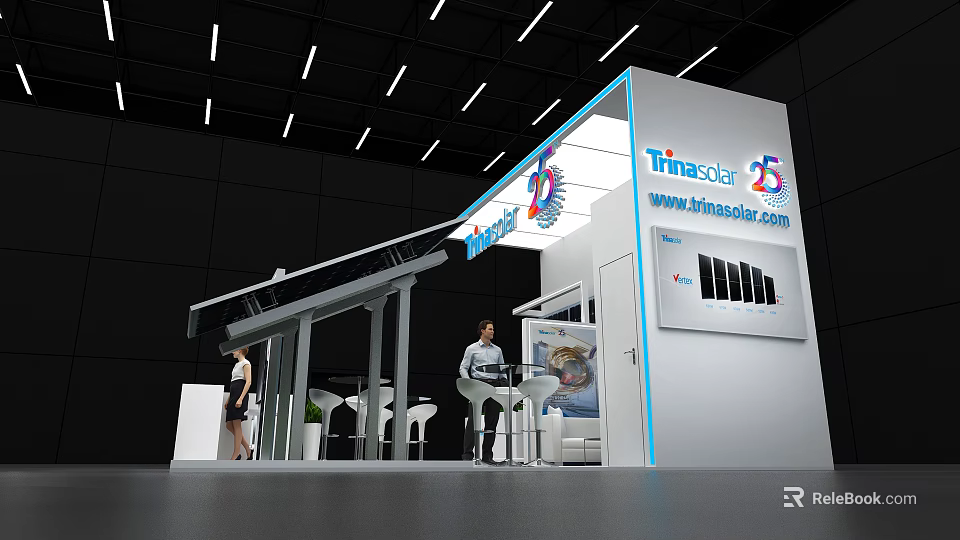 Timesolar 25 Modern Exhibition Booth With Solar Panels Display And Staff Lighting 3d model 