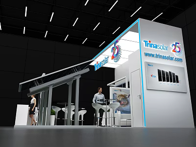 Timesolar 25 Modern Exhibition Booth With Solar Panels Display And Staff Lighting 3d model