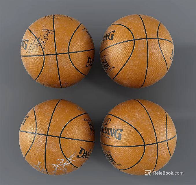 Durable KING Brand Basketball Sports Equipment Set Of Four Leather Surface Balls 3d model 