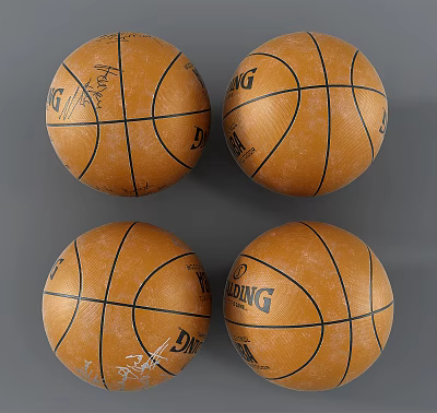 Durable KING Brand Basketball Sports Equipment Set Of Four Leather Surface Balls 3d model