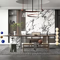 Modern study desk and chair combination chandelier bench floor lamp 3d model