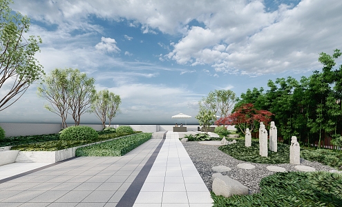 New Chinese Garden Roof Garden 3d model