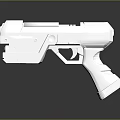 Futuristic Sci Fi Silver Pistol With Sleek Metallic Design And Ergonomic Grip