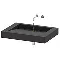 Modern Concrete Bathroom Sink With Sleek Design And Black Faucet In Gray And Black Colors
